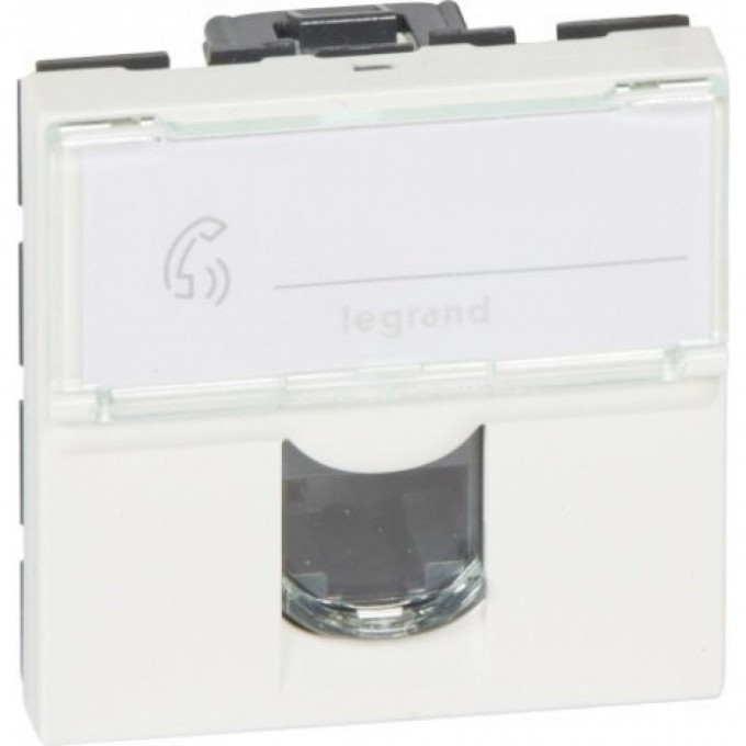 Розетка LEGRAND Mosaic RJ45 UTP кат.6, 90° вертикальная, 2 модуля, белый 76591